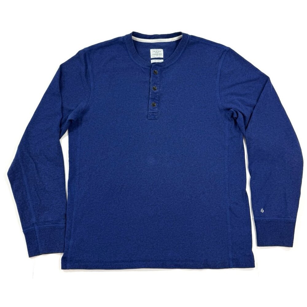 Rag & Bone Henley Shirt Mens Standard Issue Size Large Long Sleeve Navy Blue